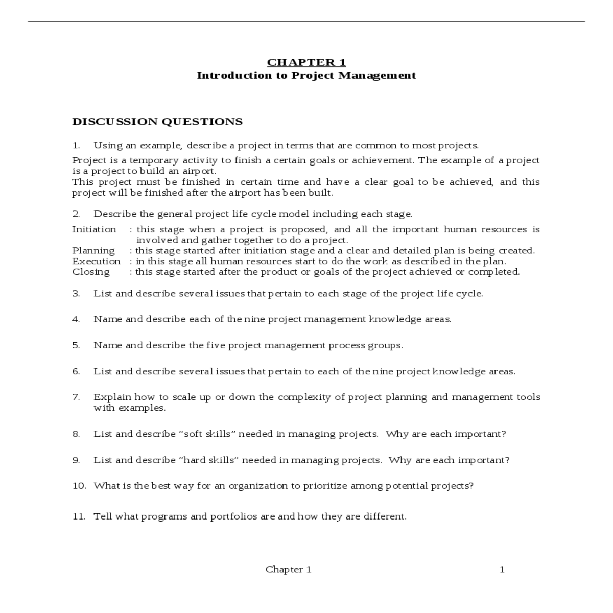 list and describe hard skills needed managing proj