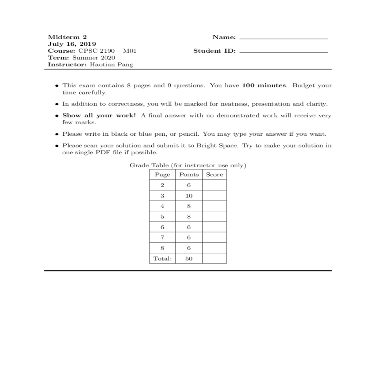 course cpsc student summer instructor haotian pang