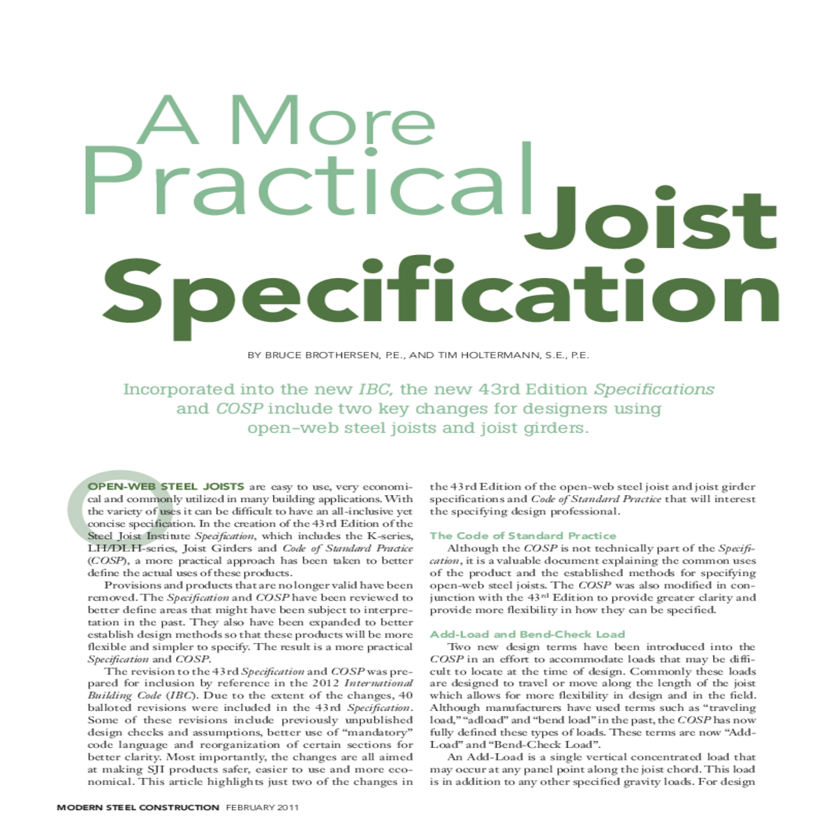 including uniform dead load and live load