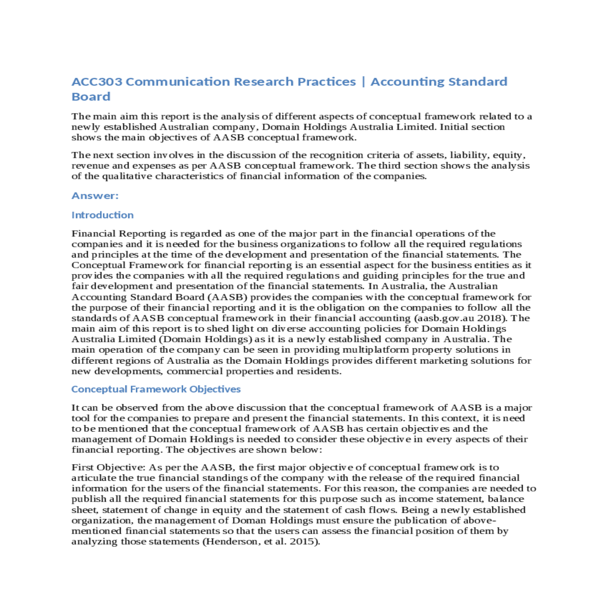 qualitative characteristics of financial reporting