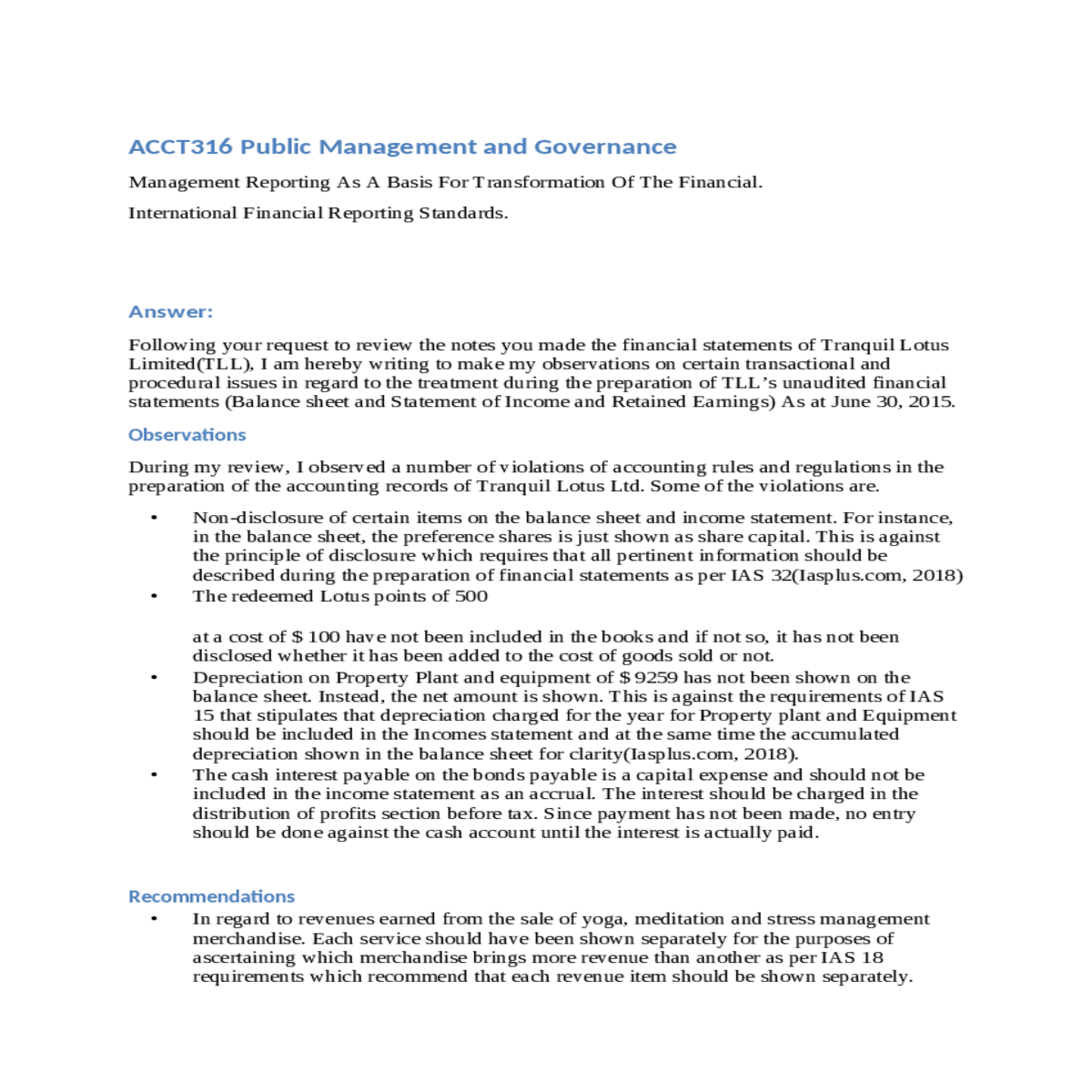 adjusted statement of income and retained earnings
