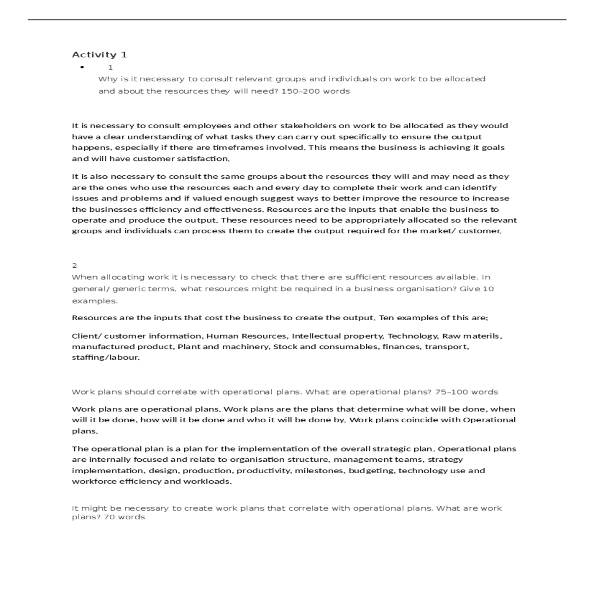 resources are the inputs that enable the business