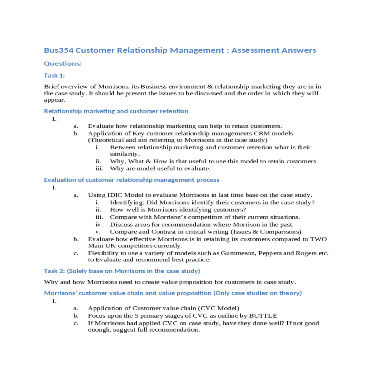 task 2 solely base on morrisons in the case study
