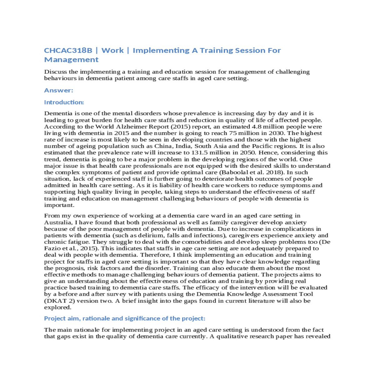 project aim rationale and significance of the proj