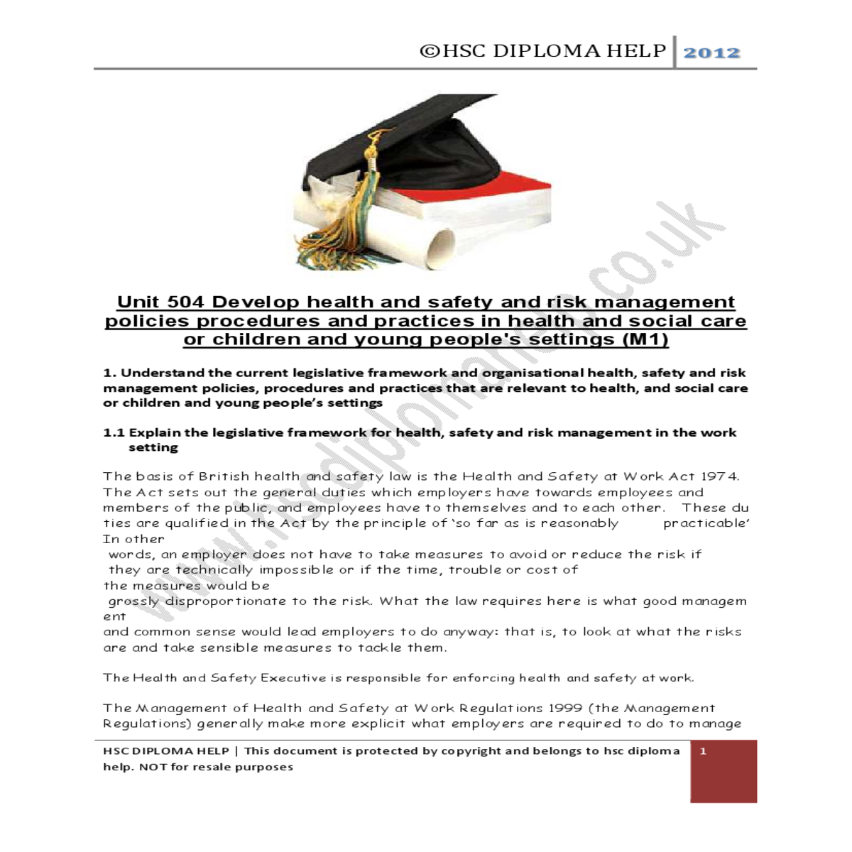 planning for health and safety involves setting ob