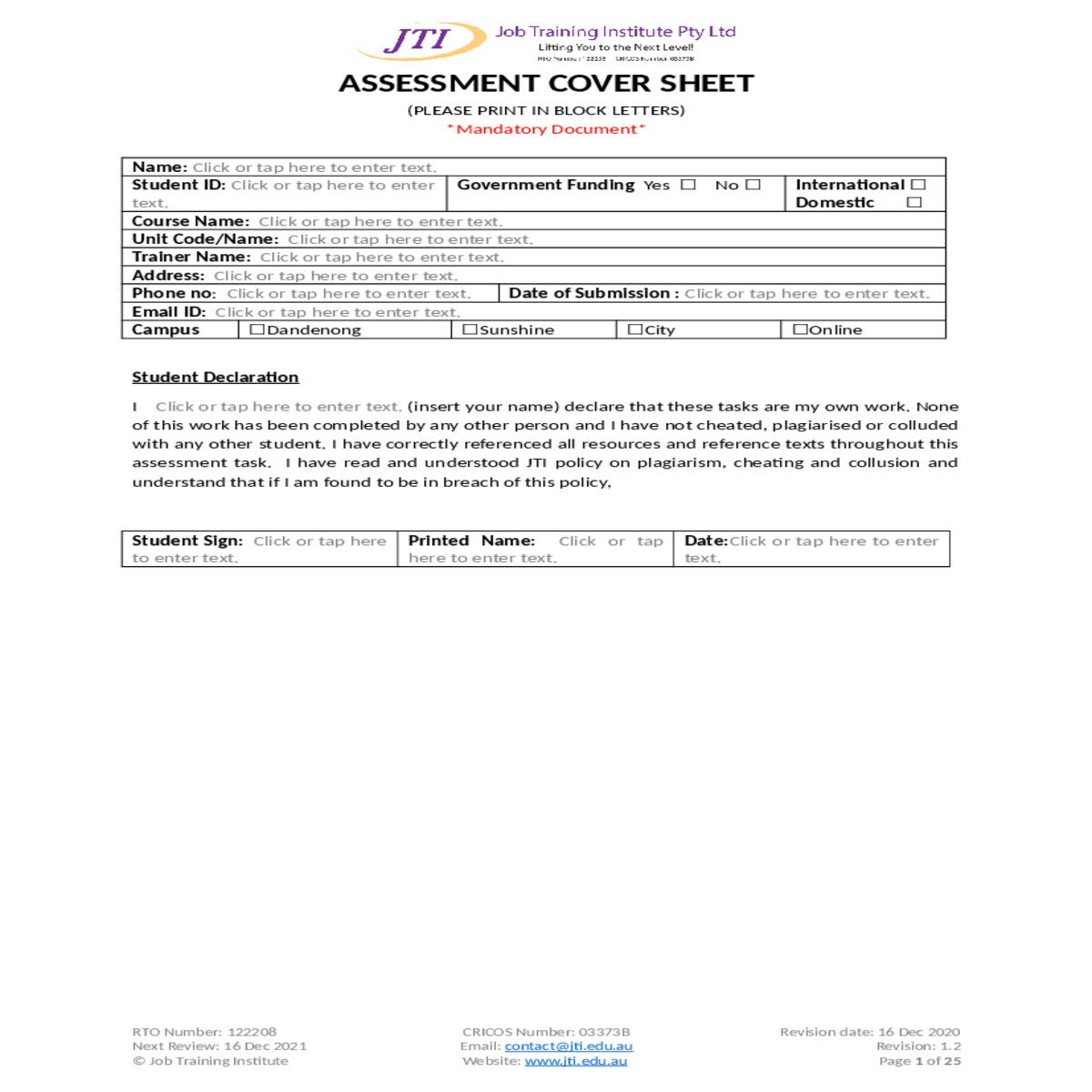 you will find assessment task cover sheet