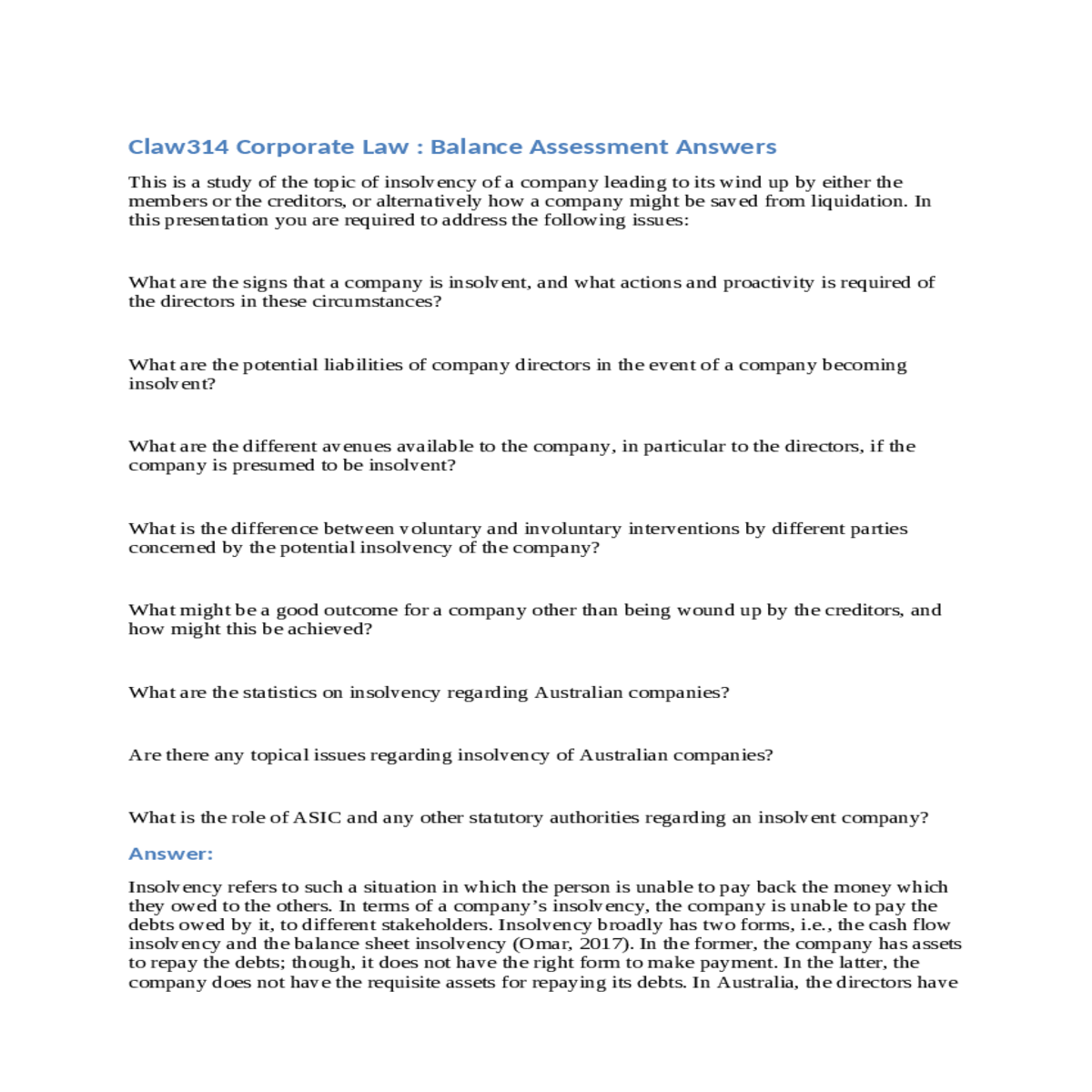 the cash flow insolvency and the balance sheet ins