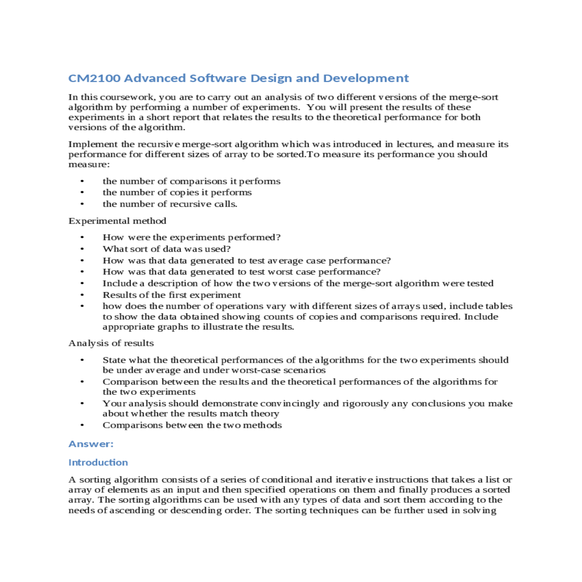 the recursive sort method divides the input array 