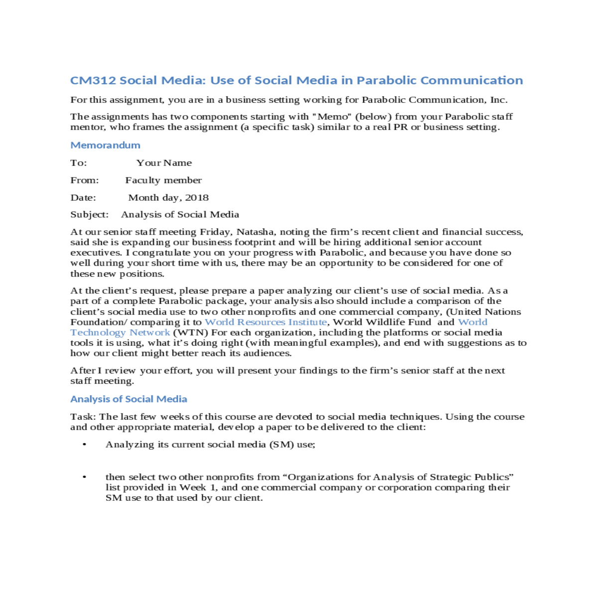 use of social media in parabolic communication inc