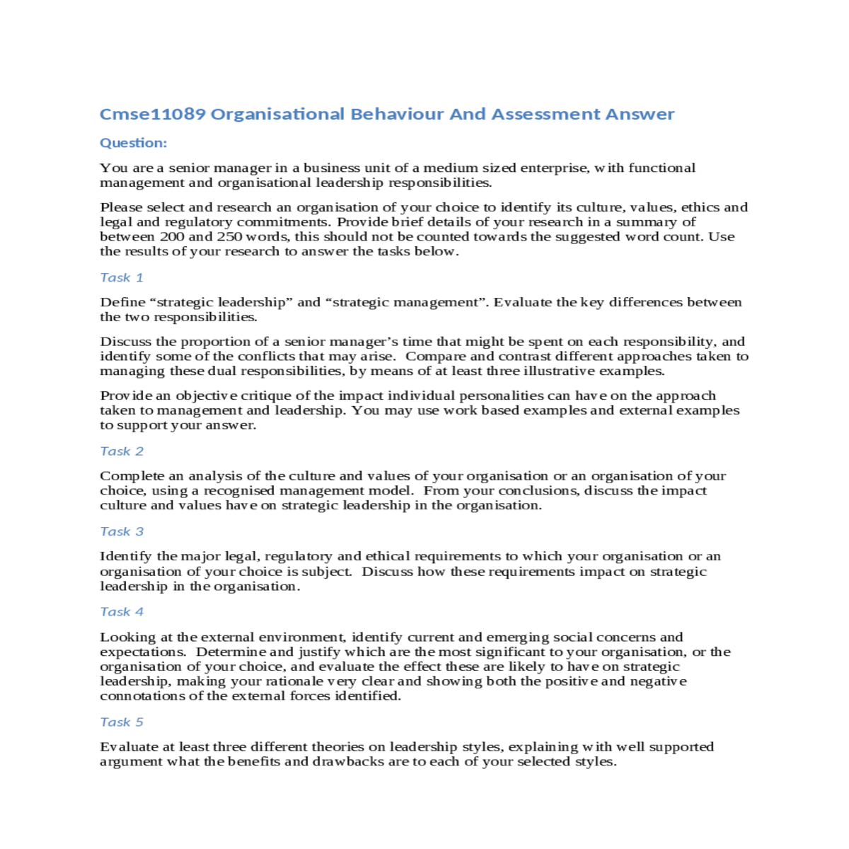 cmse11089 organisational behaviour and assessment 