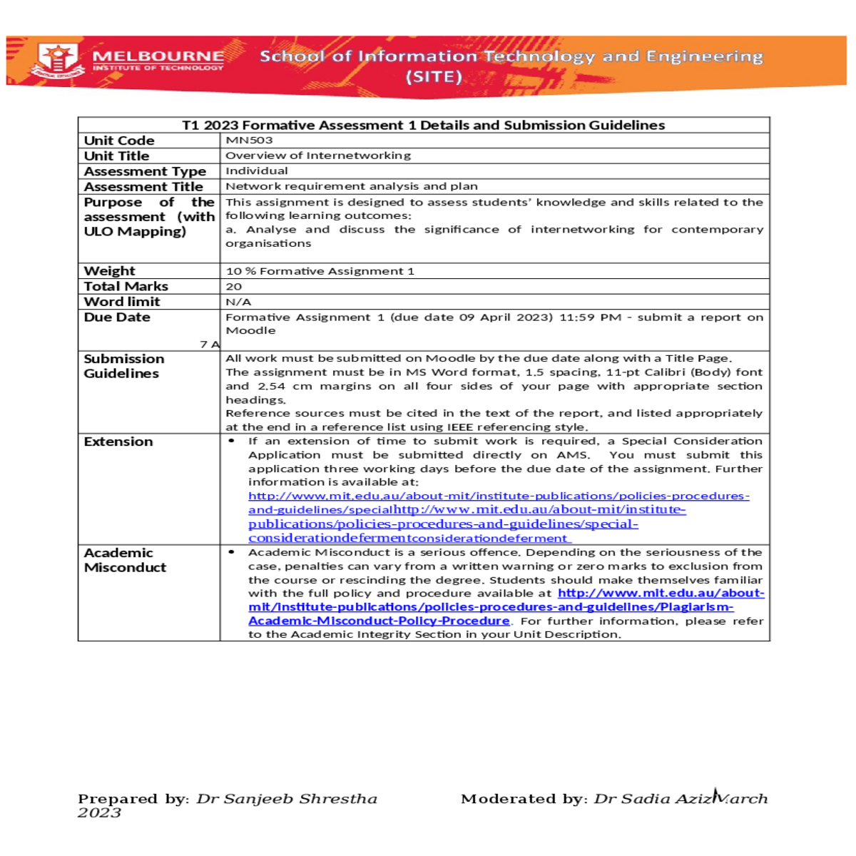 special consideration application must submitted d