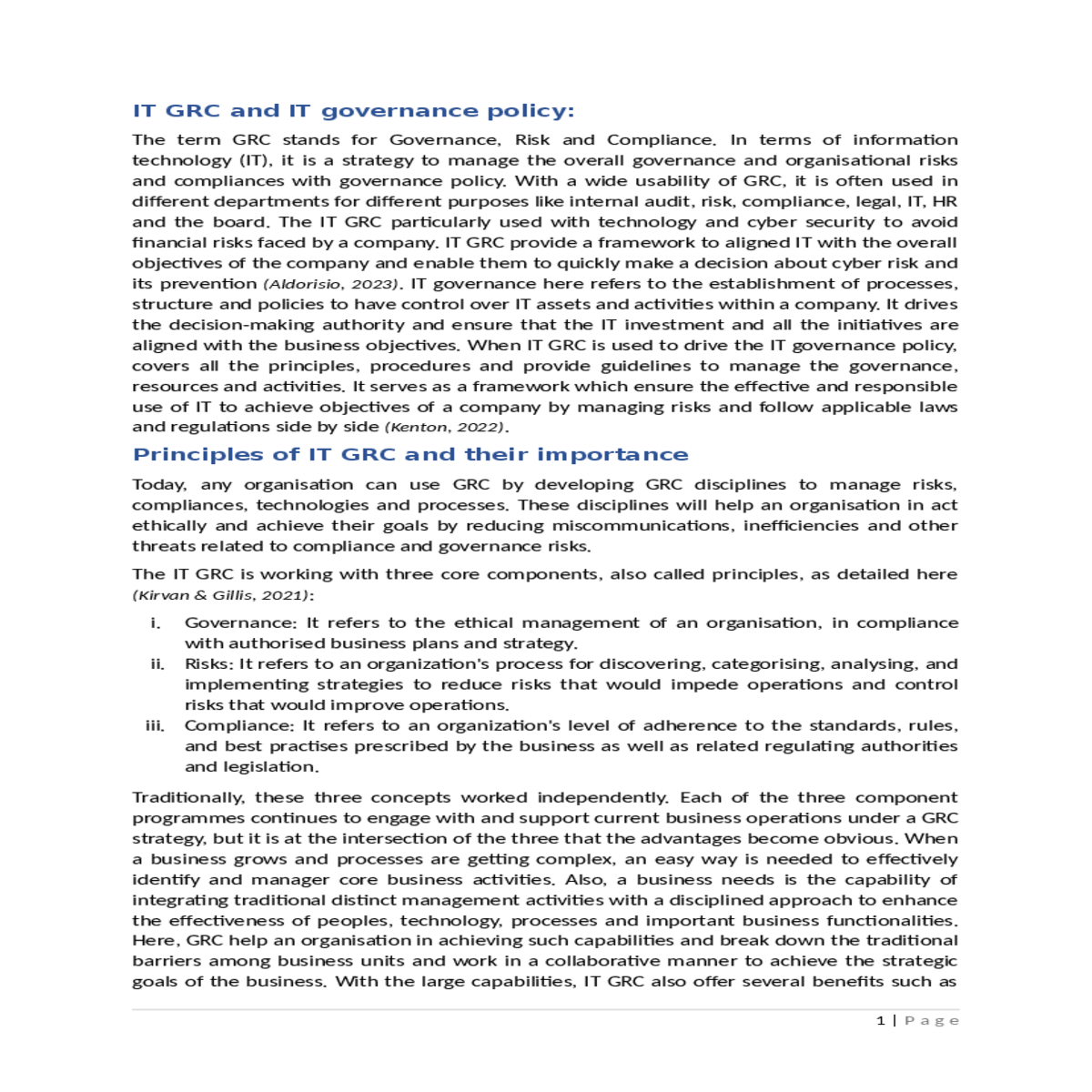 principles of it grc and their importance