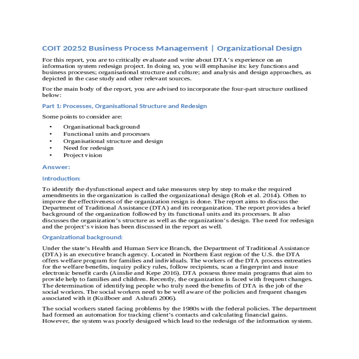 part 1 processes organisational structure and rede