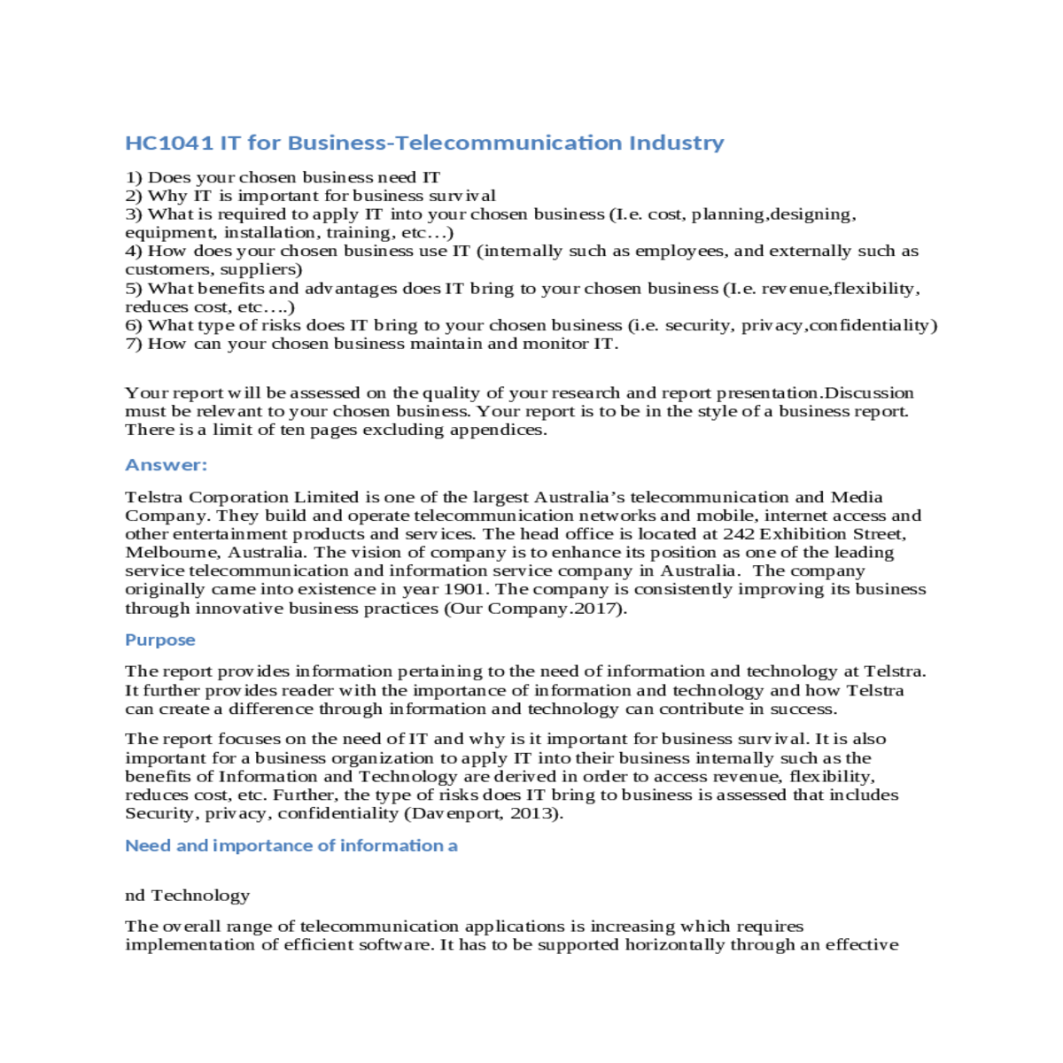 benefits and advantages of it at telstra