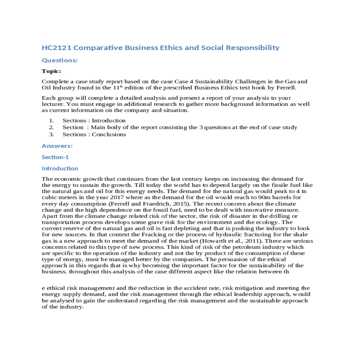 the management of risk and the role of the ethical