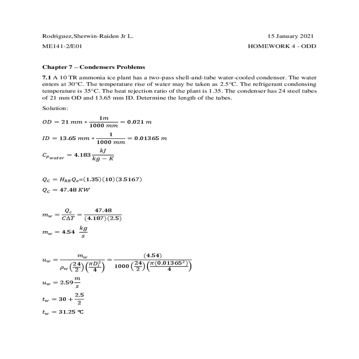 the tube arrangement staggered and the spacing bet