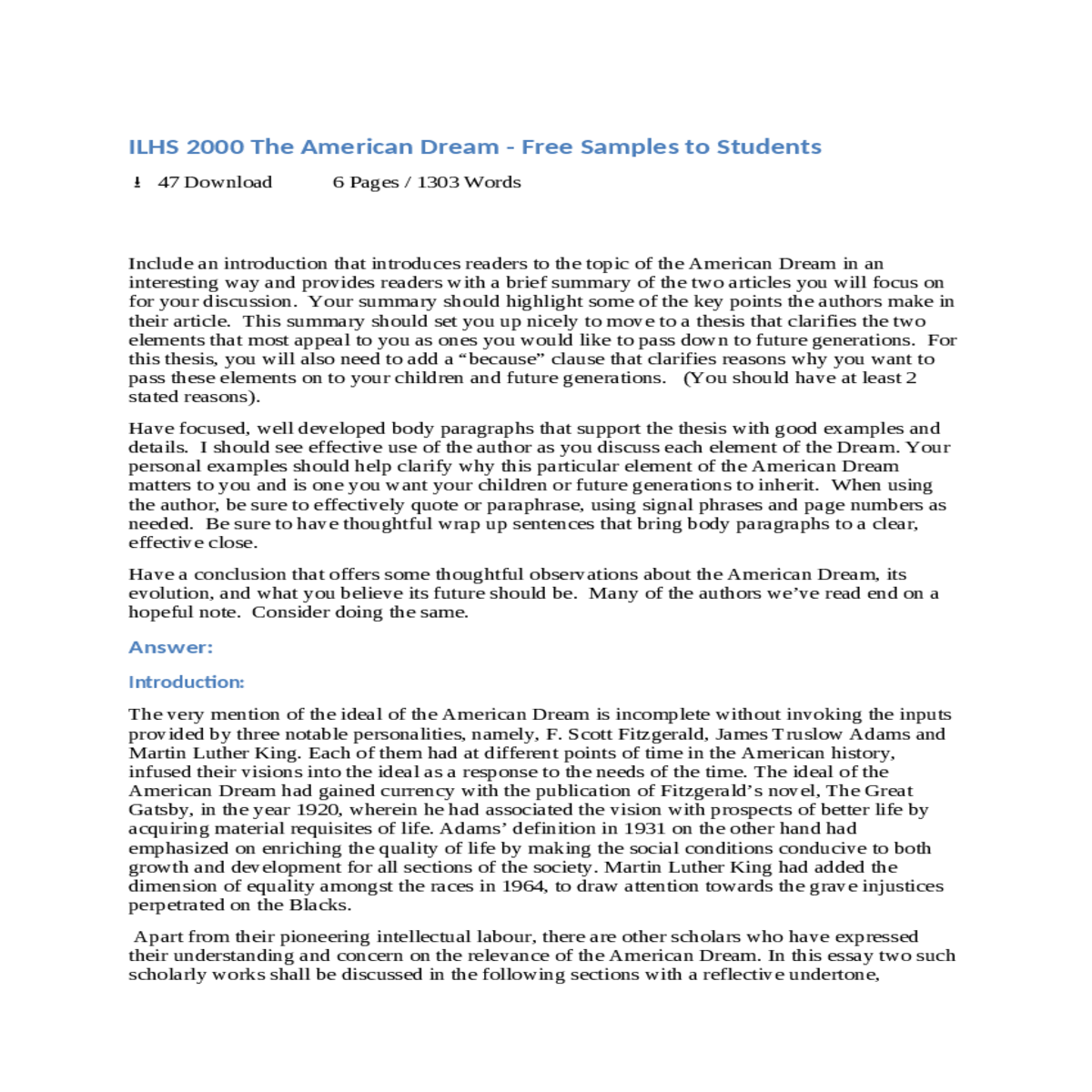 james truslow adams and martin luther king