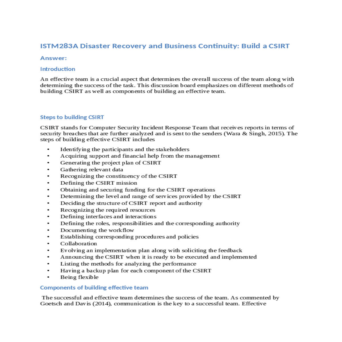 components of building effective team