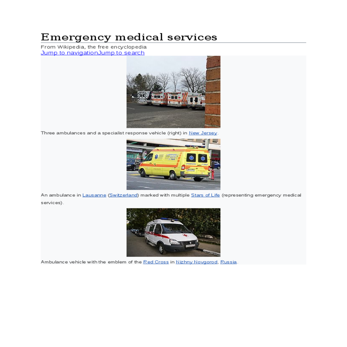 fire service and private company ambulances provid
