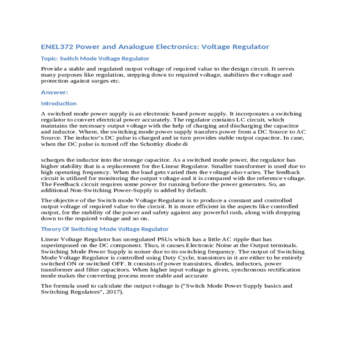 theory of switching mode voltage regulator