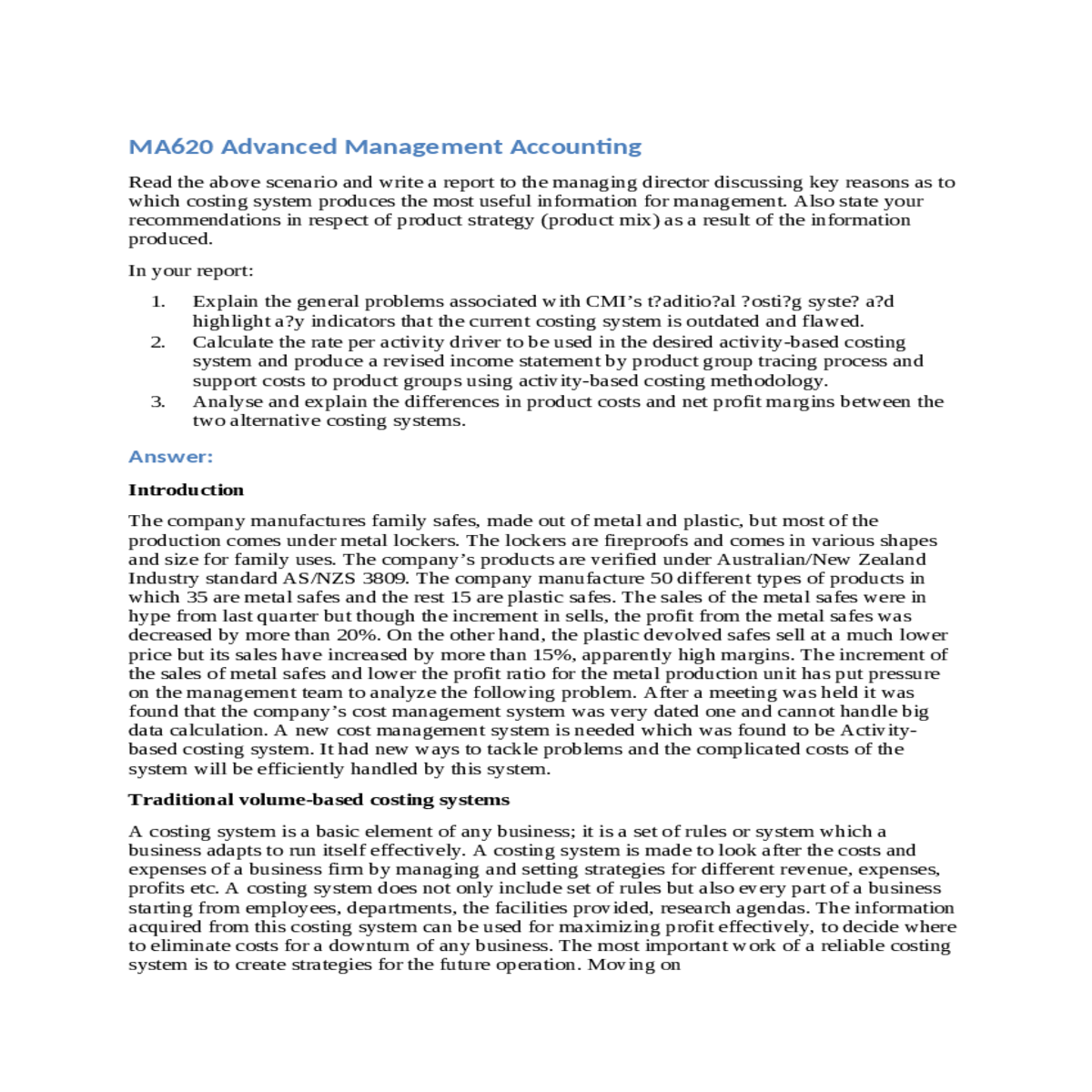 ma620 advanced management accounting