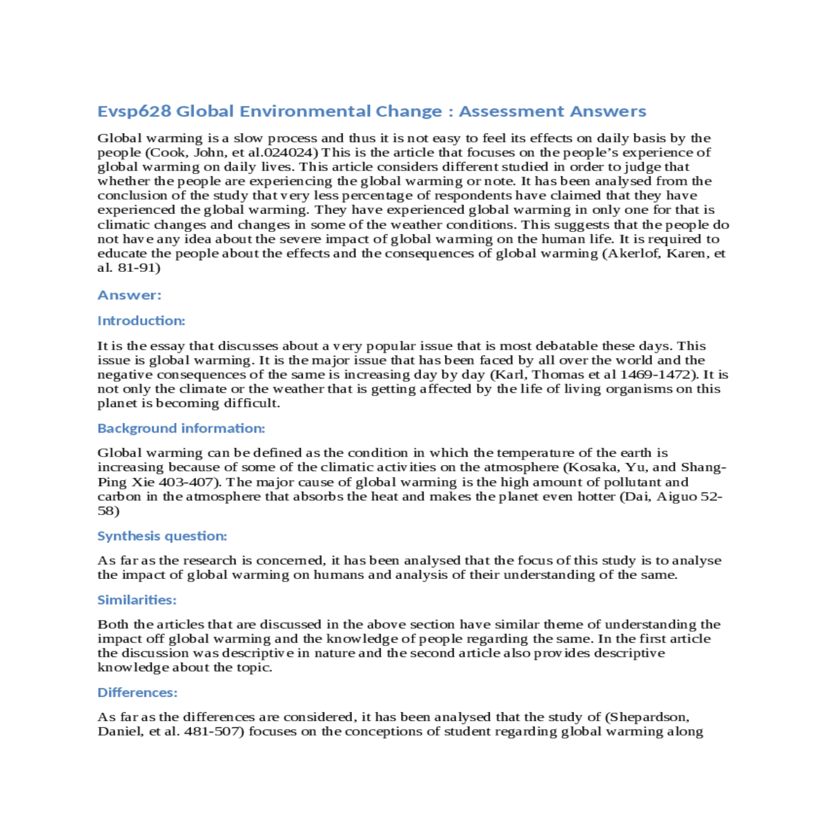 and does matter environmental change cook