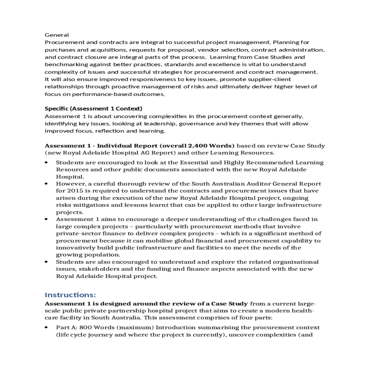 scope and the procurement process itself