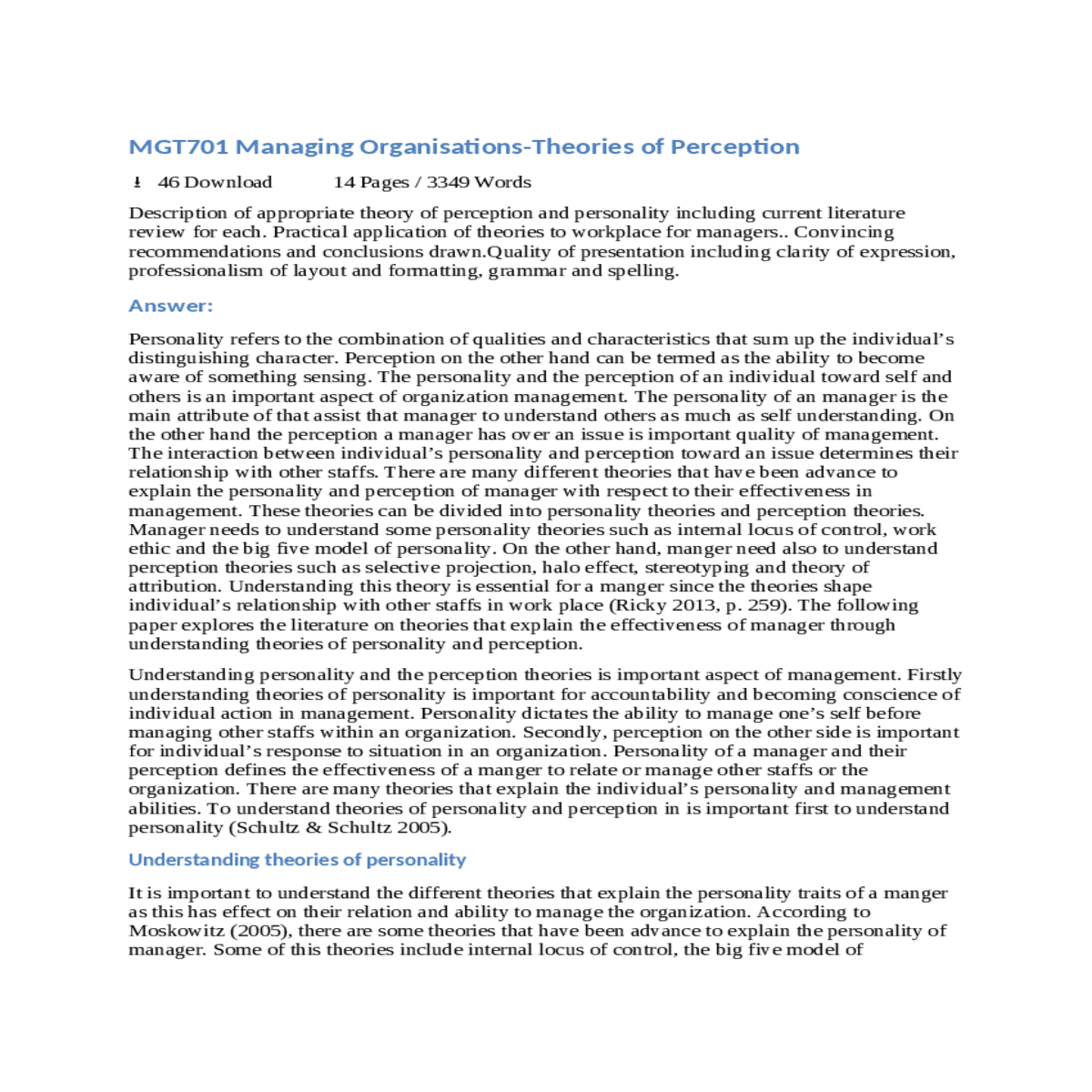 the big five model of personality