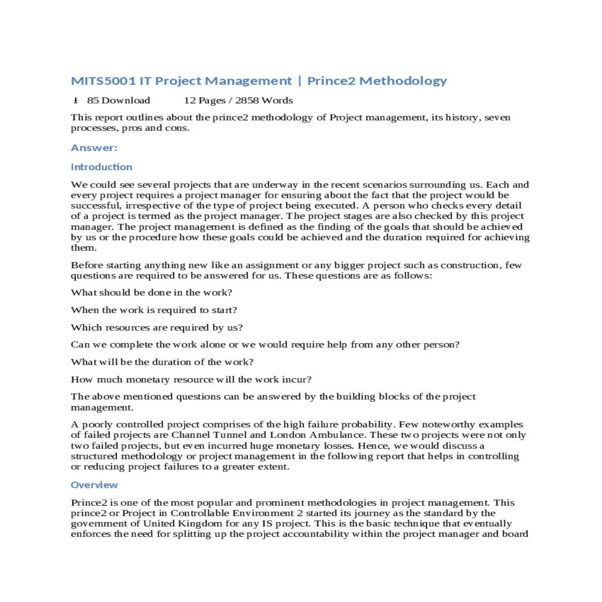 comparison of prince2 methodology with agile metho