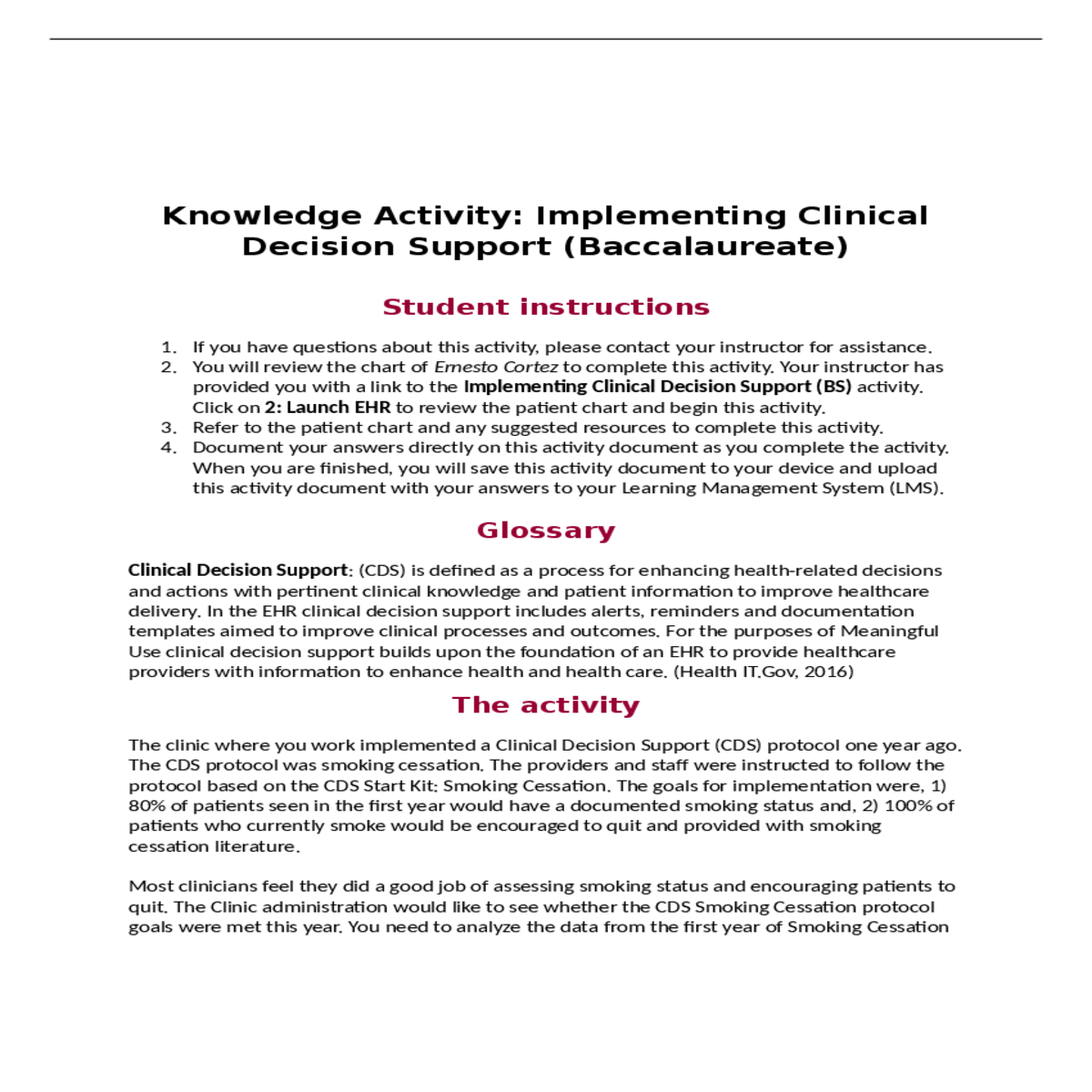 click launch ehr review the patient chart and begi