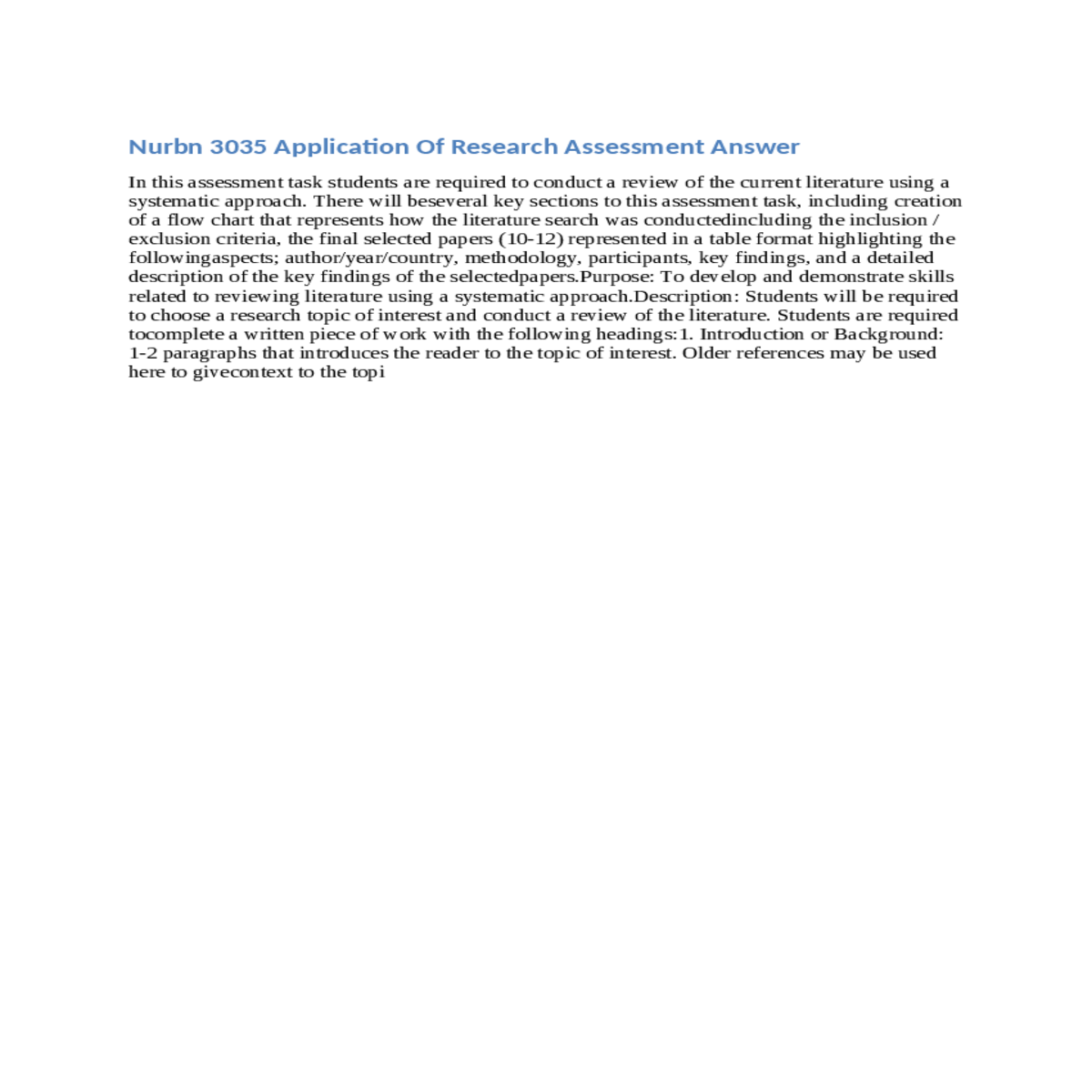 there will beseveral key sections this assessment 
