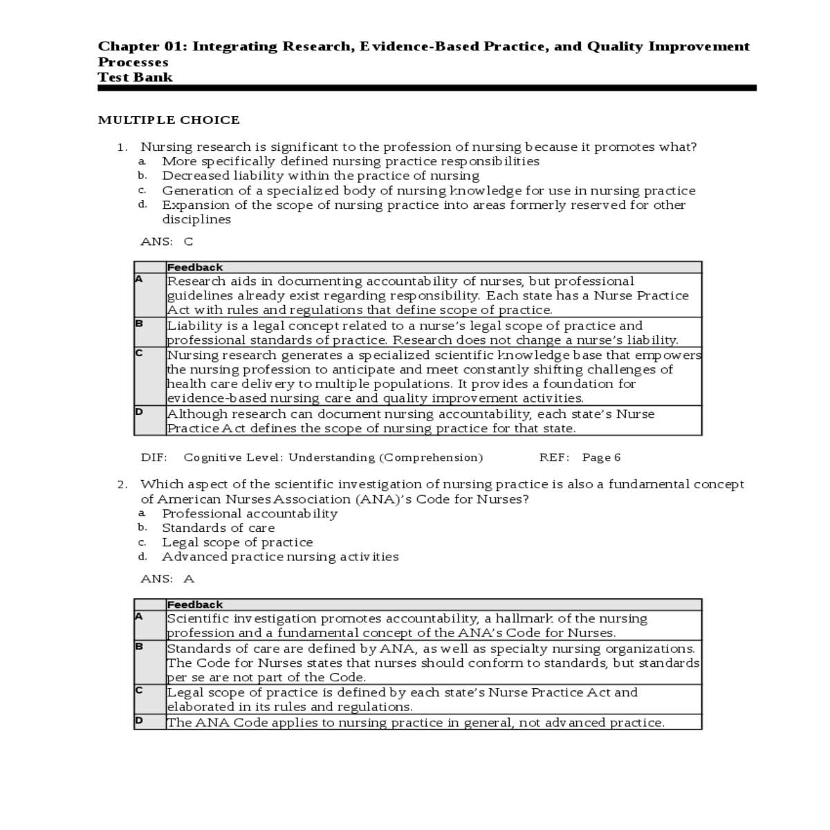 and quality improvement processes test bankmultipl
