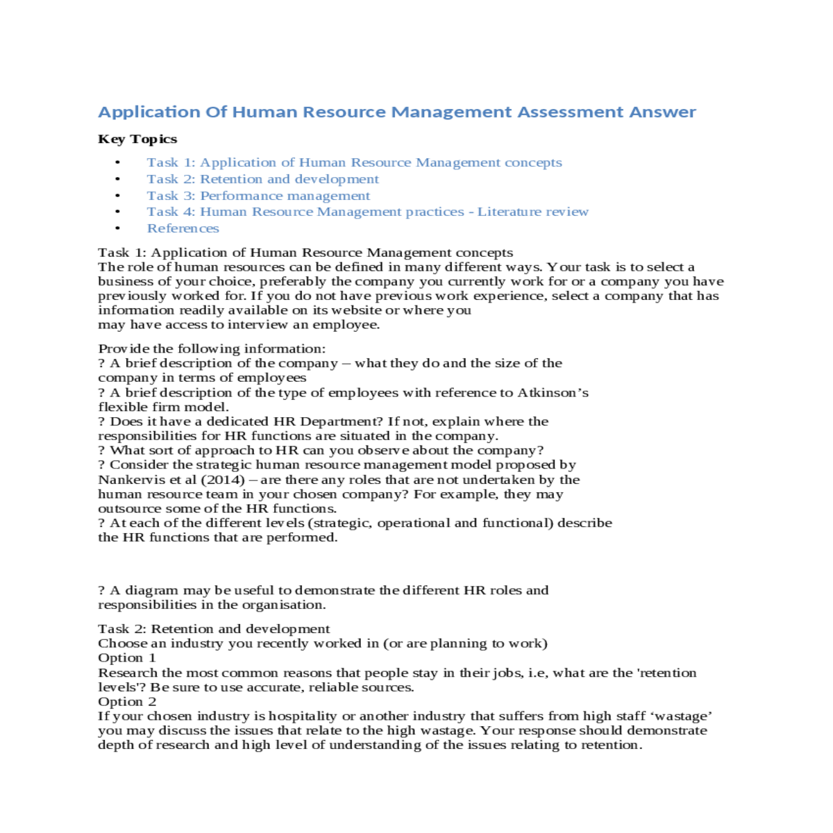 task 1 application of human resource management co