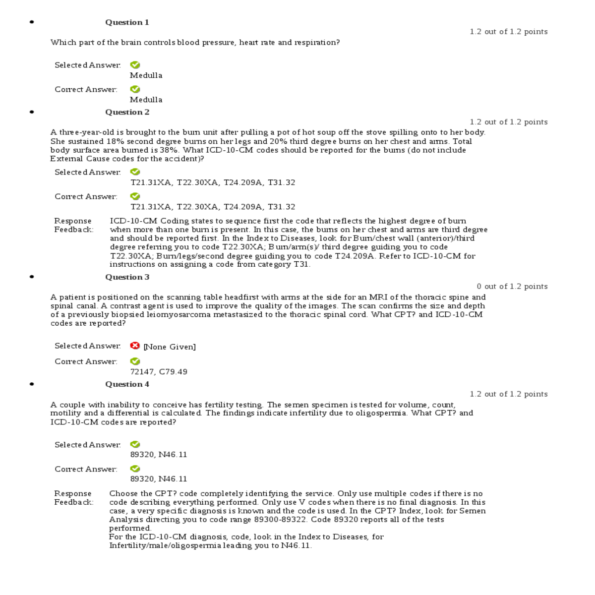 response choose the cpt code completely identifyin