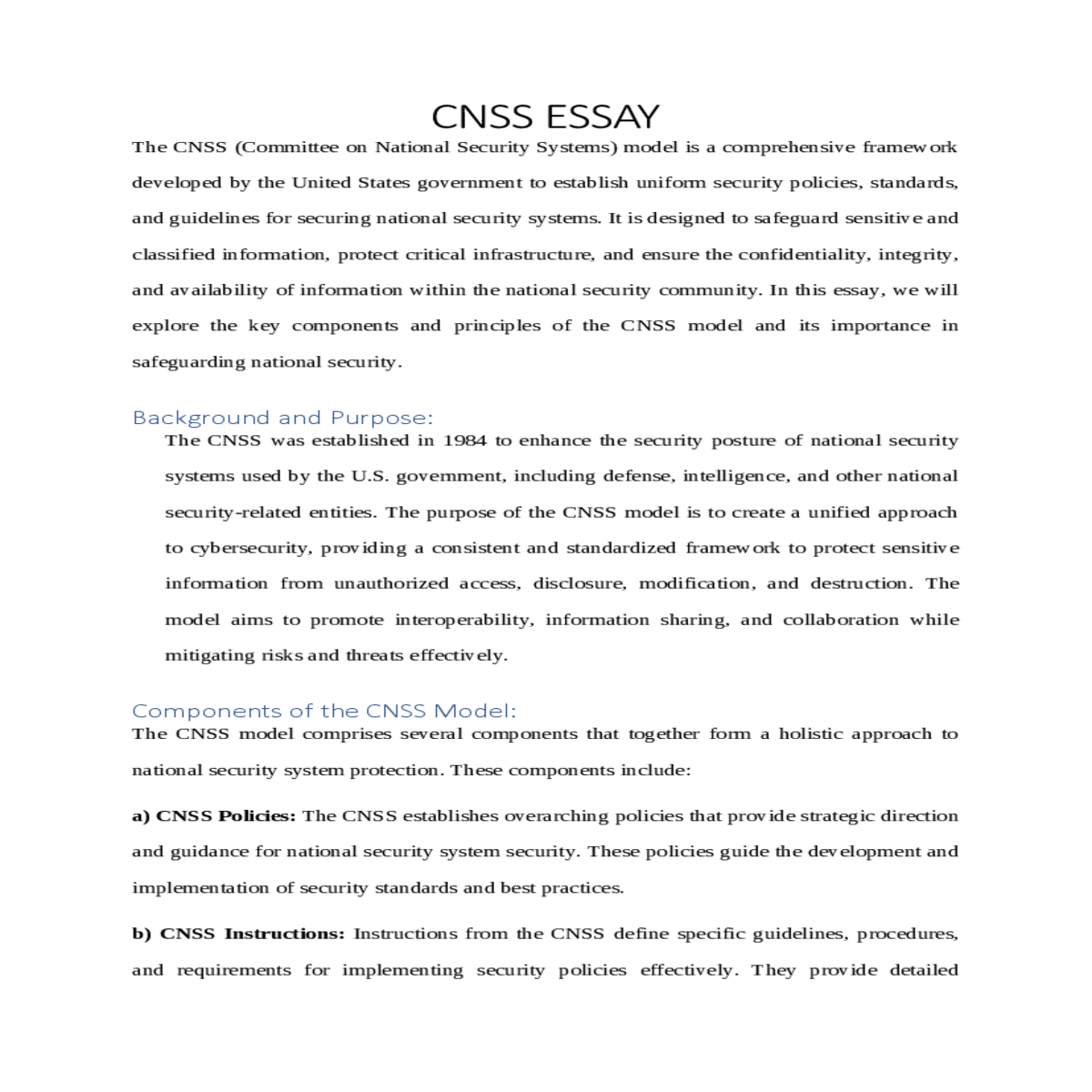 components of the cnss model
