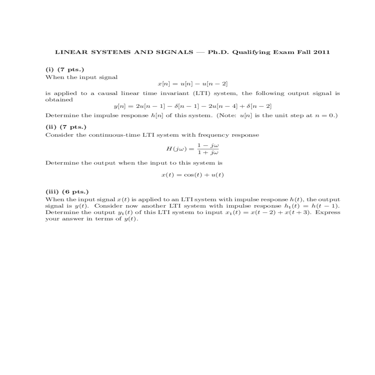 determine the output this lti system input