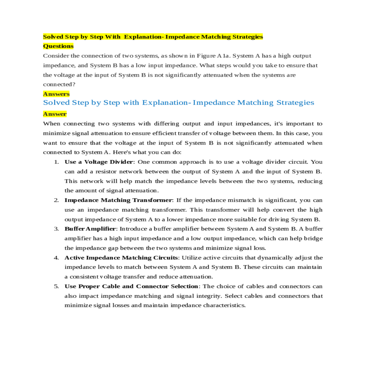 buffer amplifier has high input impedance and low 