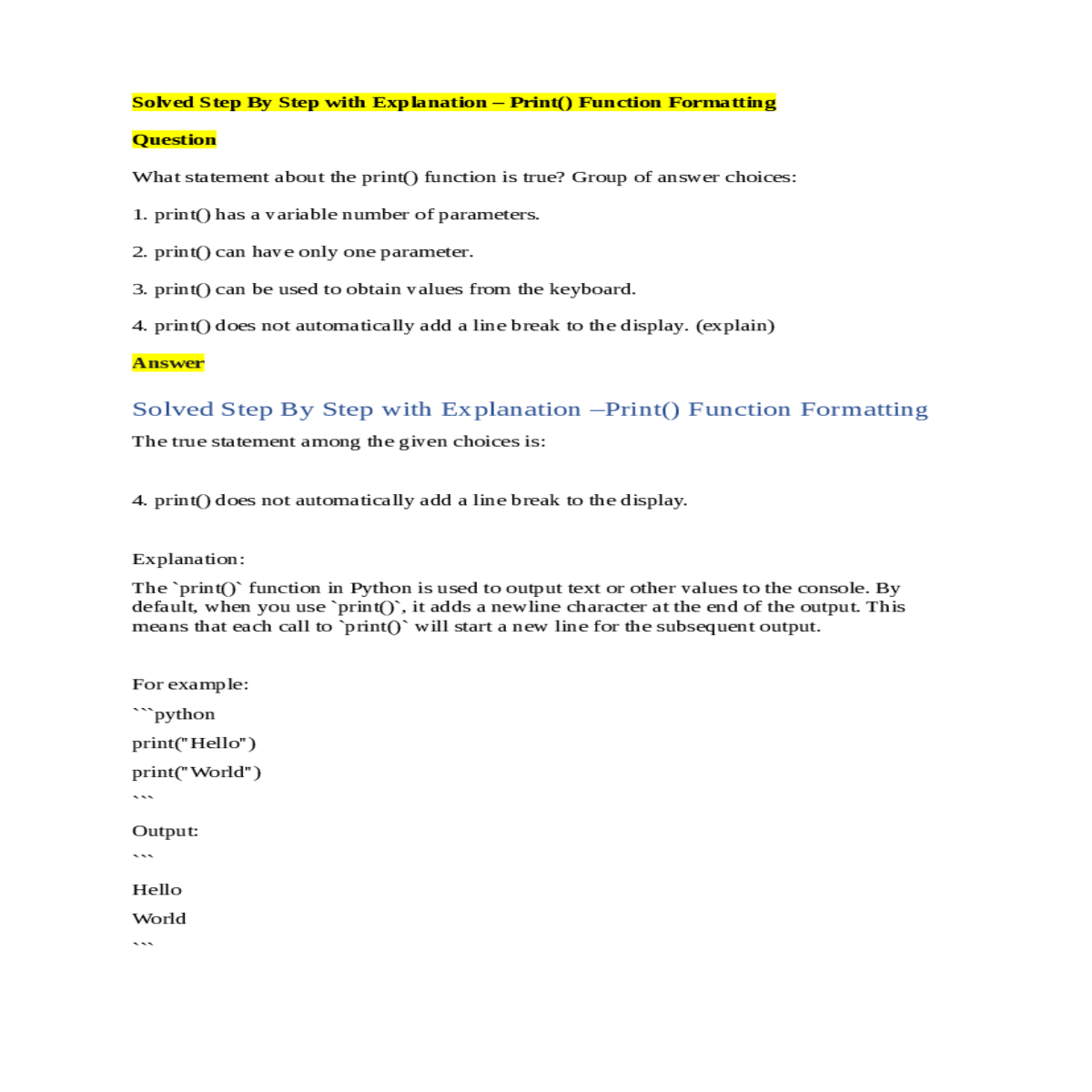 replacing the default newline character