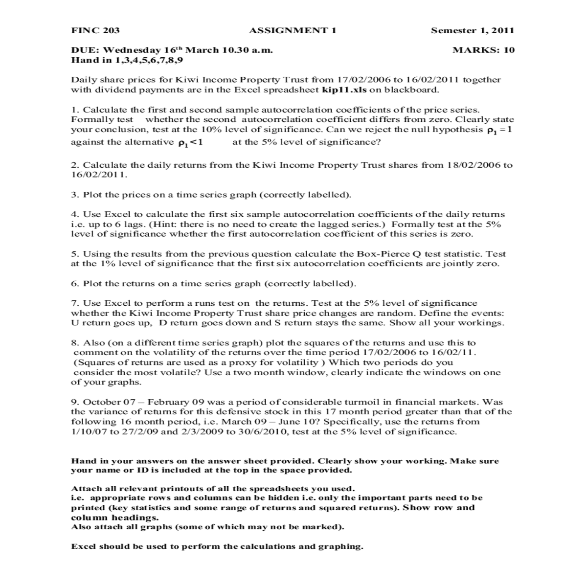 plot the returns time series graph correctly label