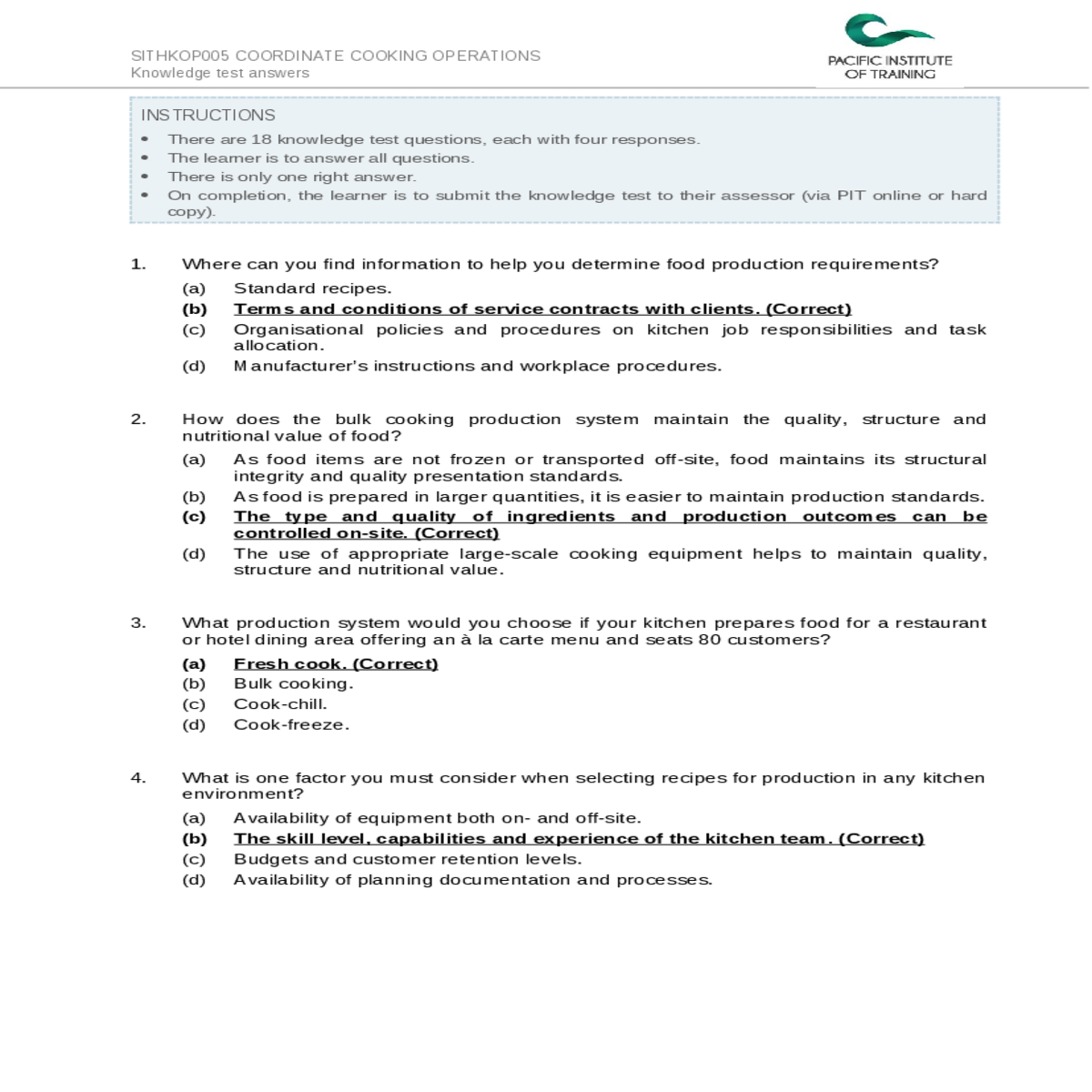 how does the bulk cooking production system mainta