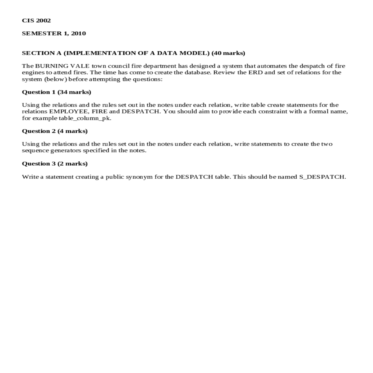 employee type fixed length character column with l