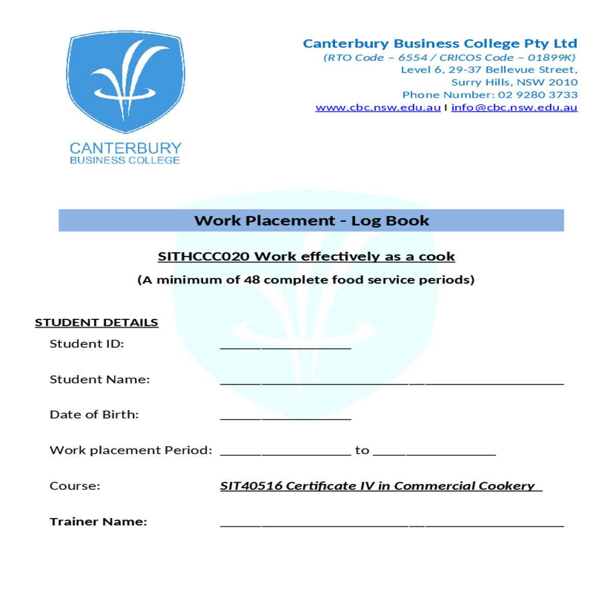 standard recipe card