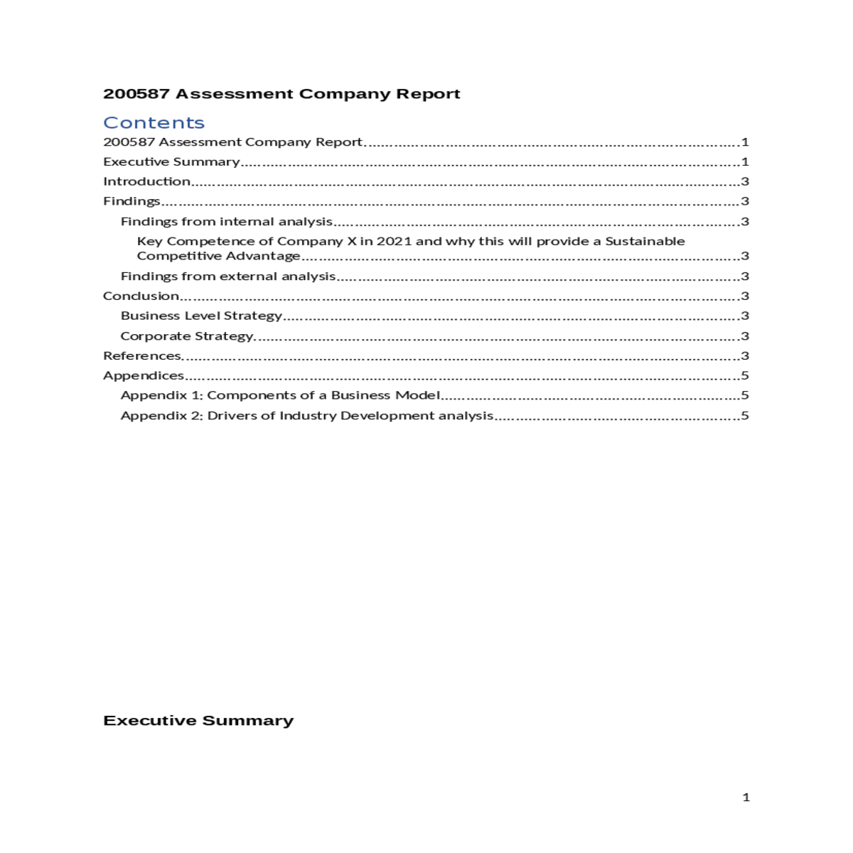 appendix 1 components of a business model