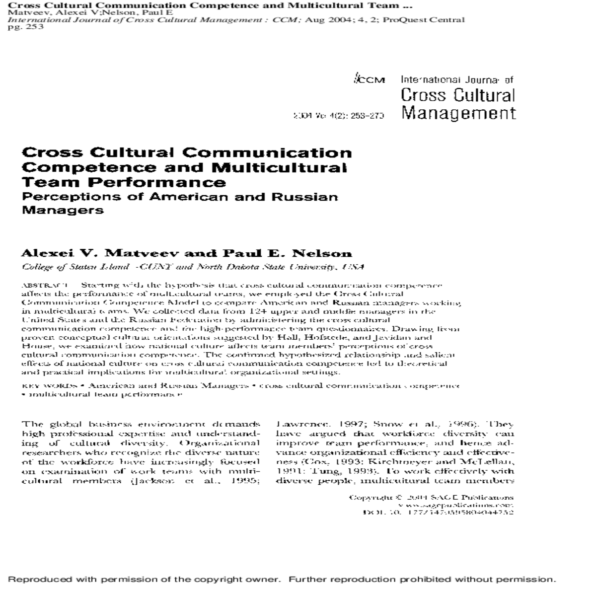 paul international journal cross cultural manageme