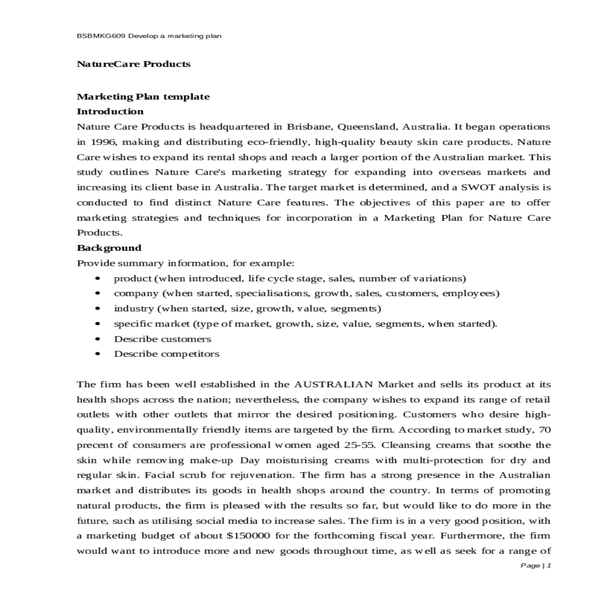and swot analysis conducted find distinct nature c