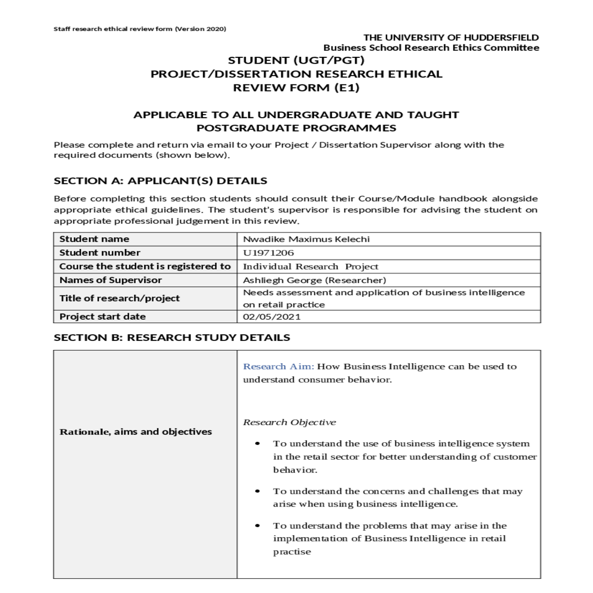 section d – documents checklist to be completed by
