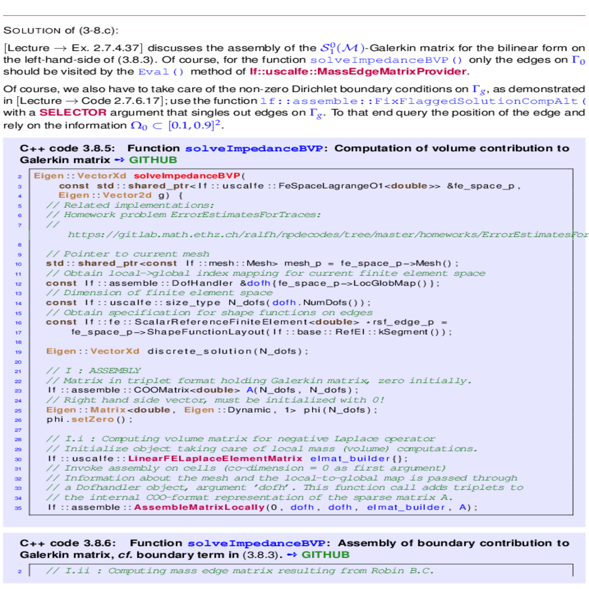 discusses the assembly the matrix for the bilinear