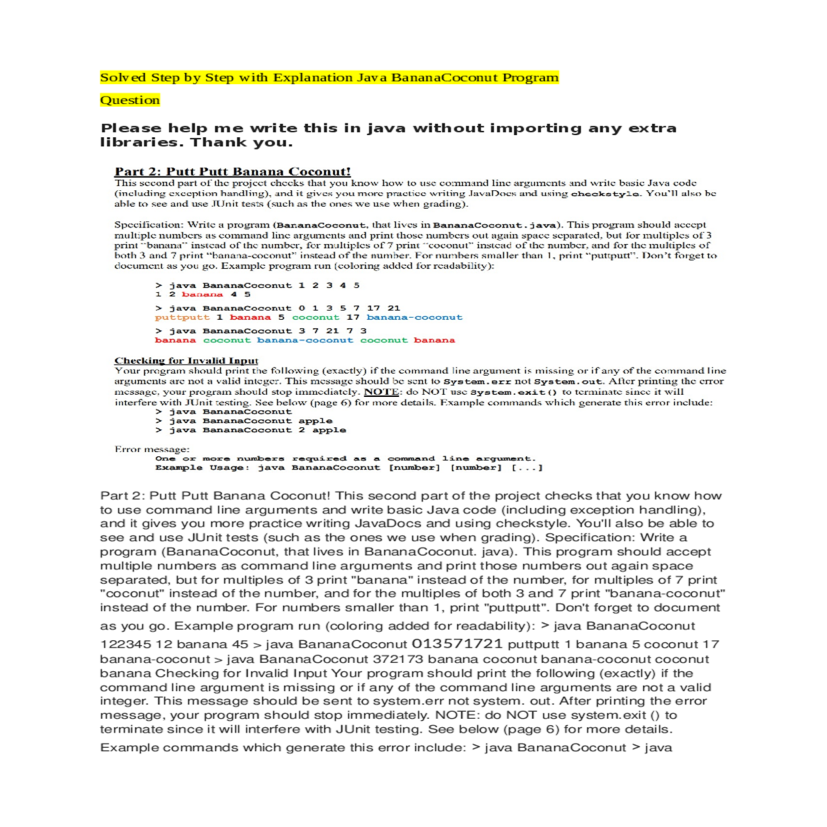 replacing multiples with banana with coconut