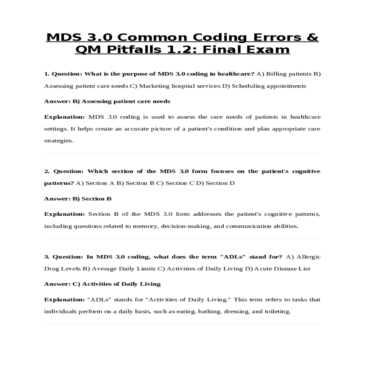 mds 30 common coding errors  qm pitfalls 12 final 