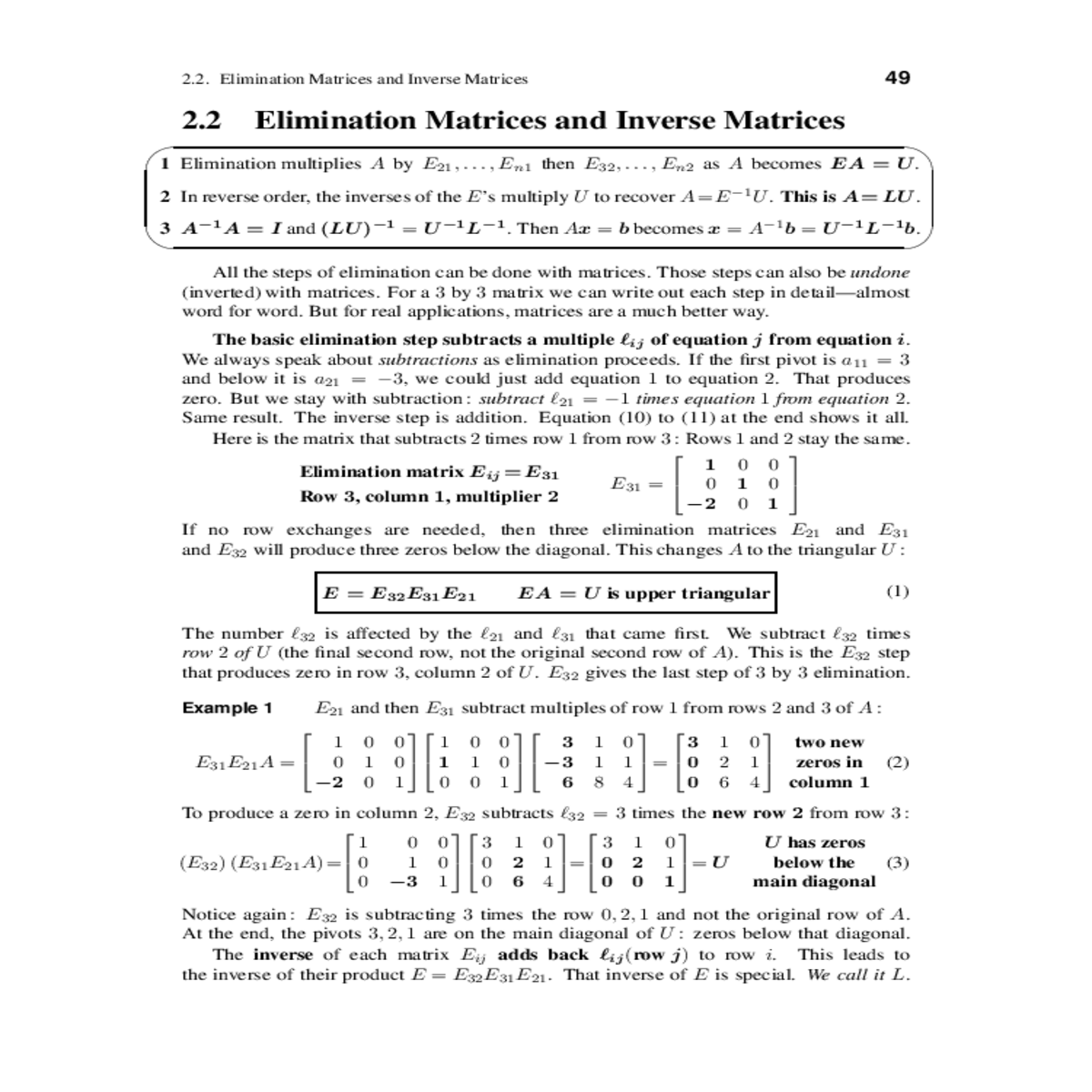 then three elimination matrices and elimination ma